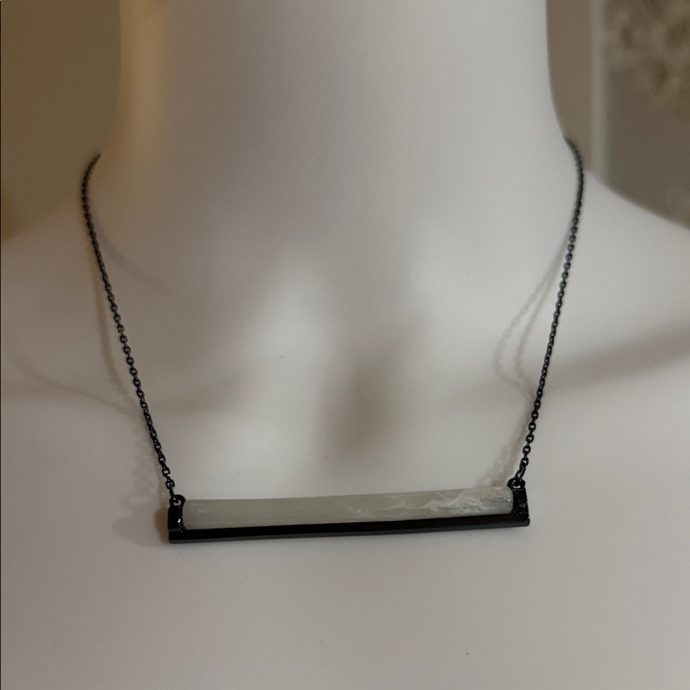 French Connection Black and White Bar Necklace